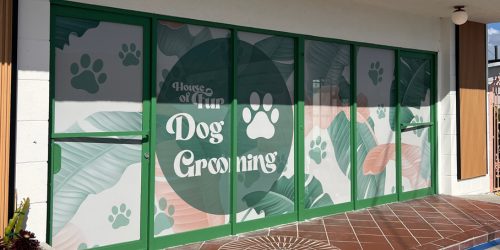 branding and marketing materials on exterior store front